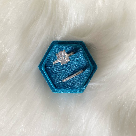 💍 NWB Pair of Ring Boxes in Teal Velvet 2 Pieces 💍 - Picture 5 of 8